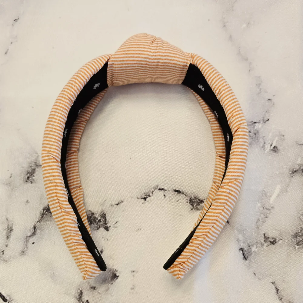 EUC Lele Sadoughi Knotted Headband Orange & White Stripes
